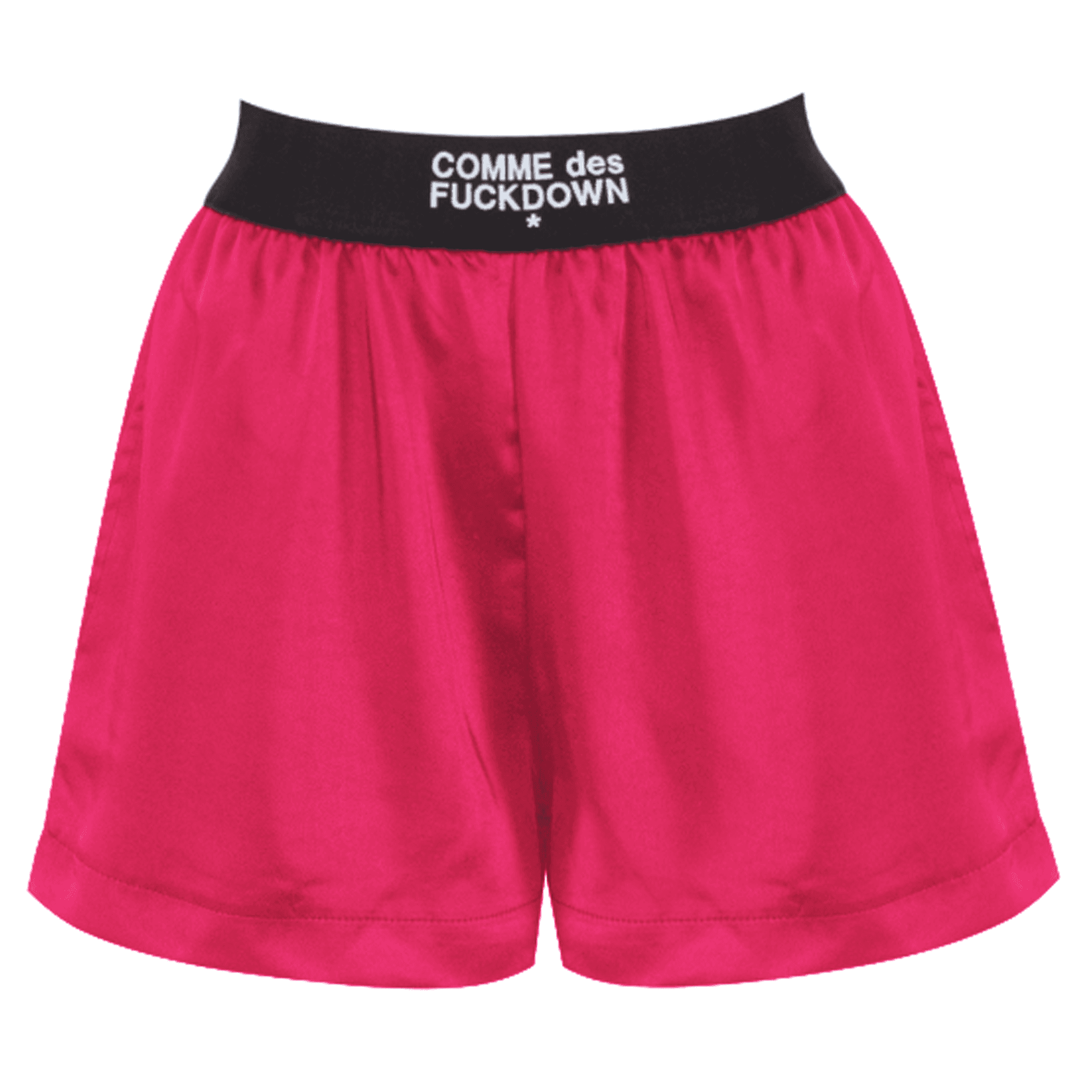 Comme Des Fuckdown Shorts in raso fuxia