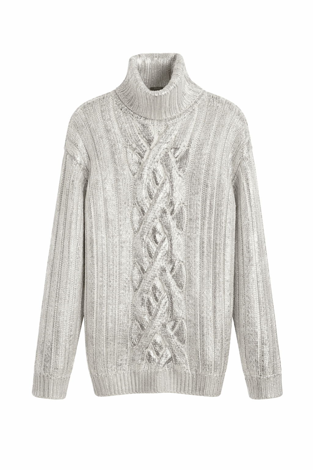 Metallic Cabled Turtleneck