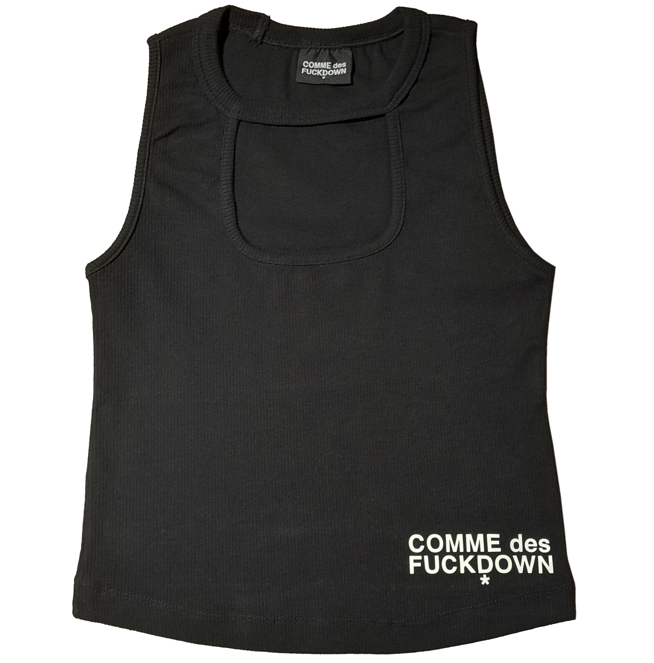 Comme Des Fuckdown Top in costina nero