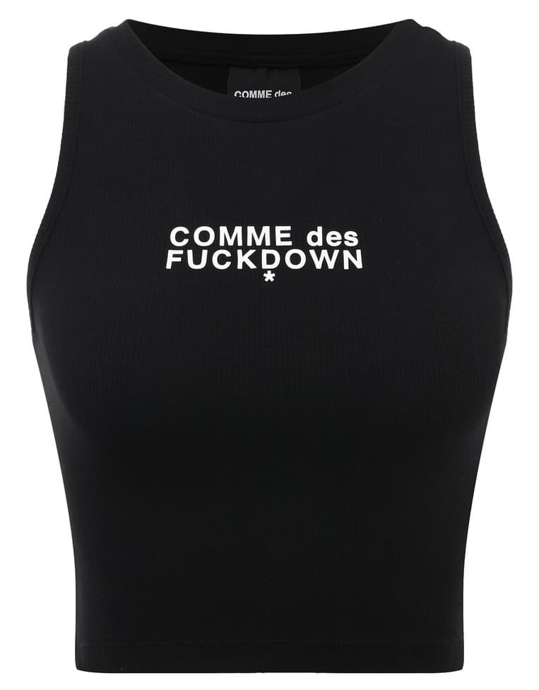 Comme Des Fuckdown Top crop in costina nero