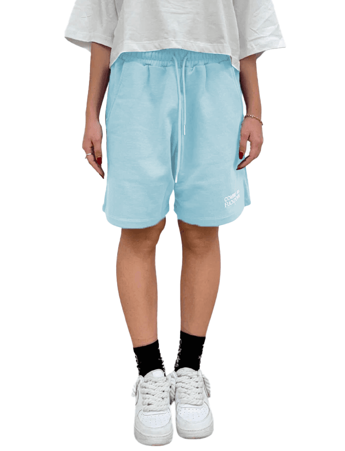 Comme Des Fuckdown Shorts azzurri logo ricamato