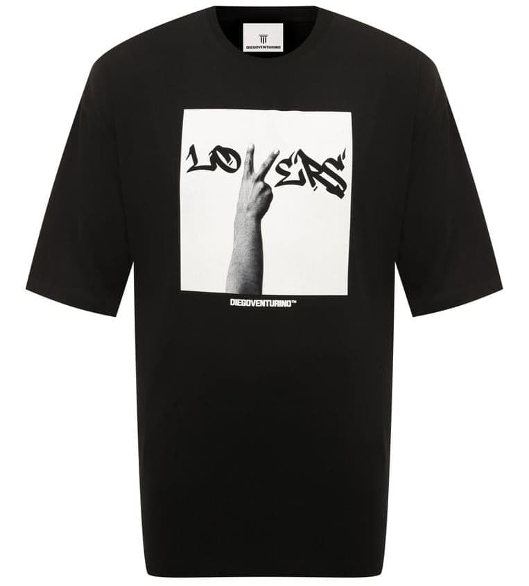 Diego Venturino T-shirt nera stampa