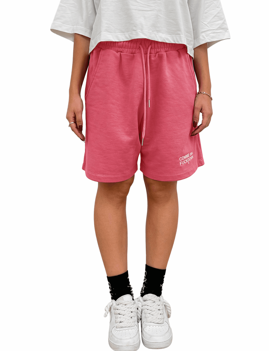 Comme Des Fuckdown Shorts geranio ricamo logo