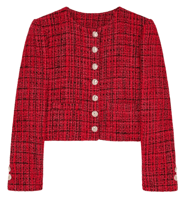 Patrizia Pepe Giacca cropped coral tweed