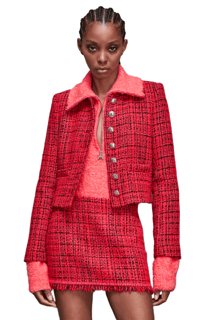 Giacca cropped coral tweed