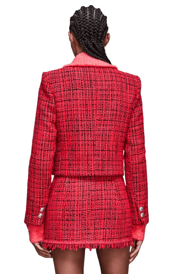 Giacca cropped coral tweed