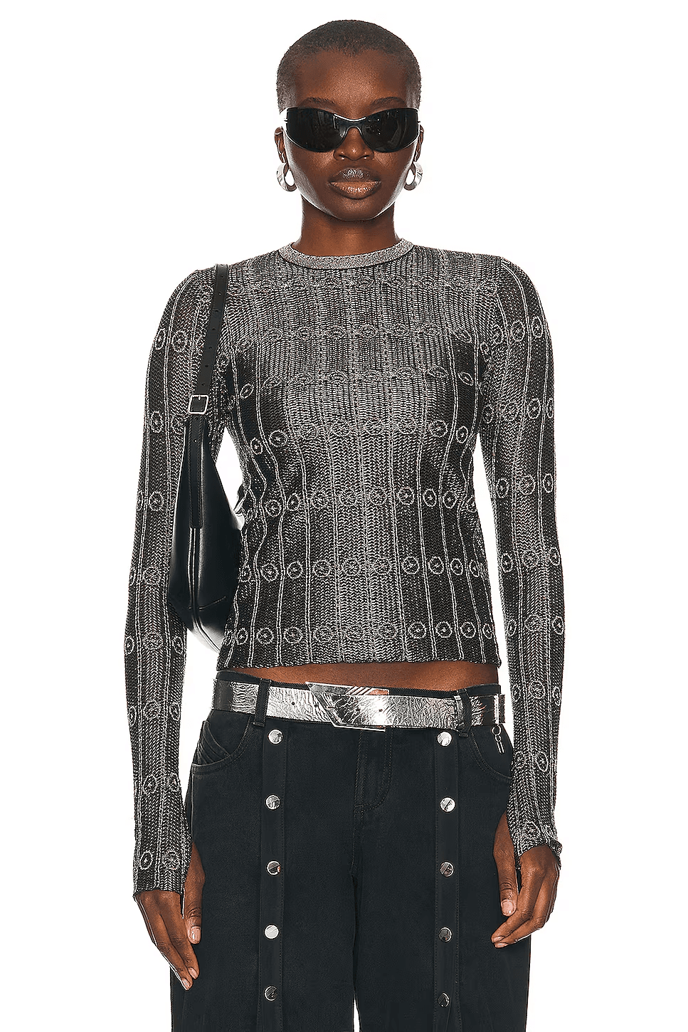 The Attico Top black-silver