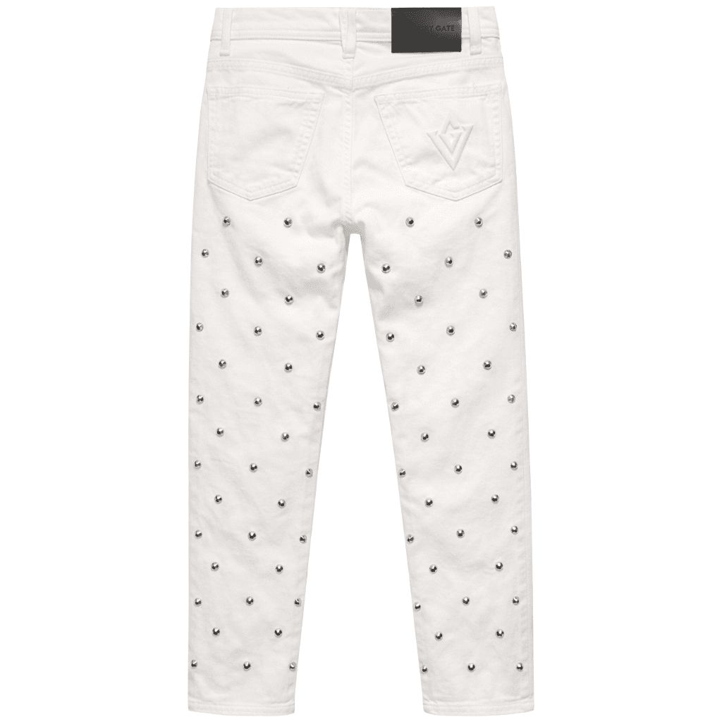 Jeans borchiati bianchi