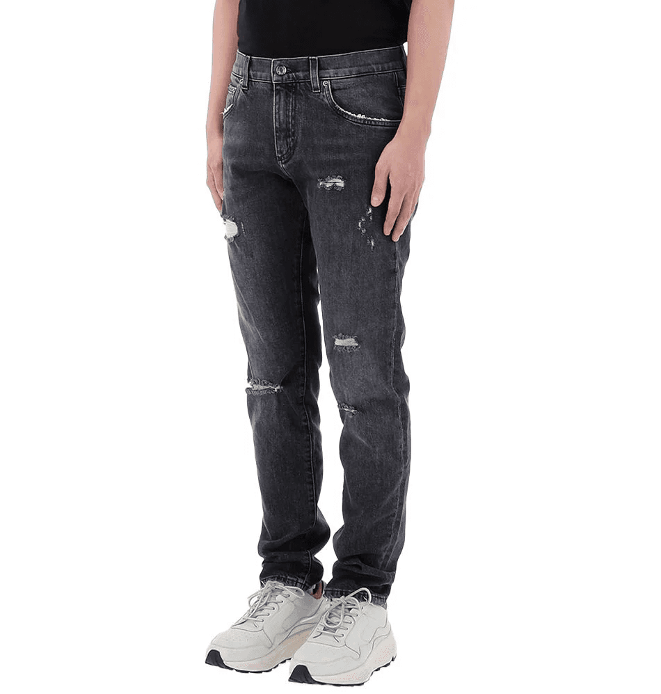 Dolce & Gabbana Lucky chance logo distressed denim