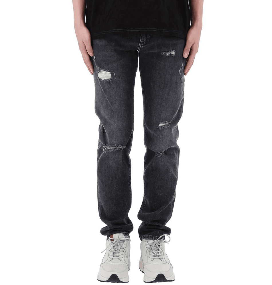 Lucky chance logo distressed denim