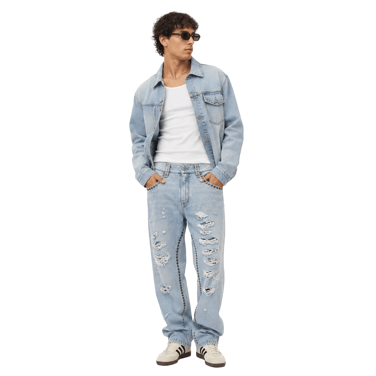 Dolce & Gabbana Pantalone in denim con borchie
