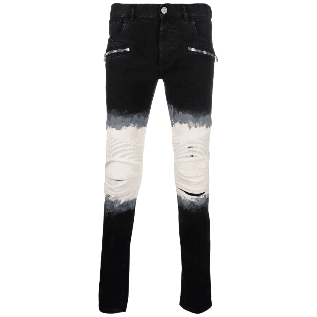 Balmain Jeans black and white tie-dye