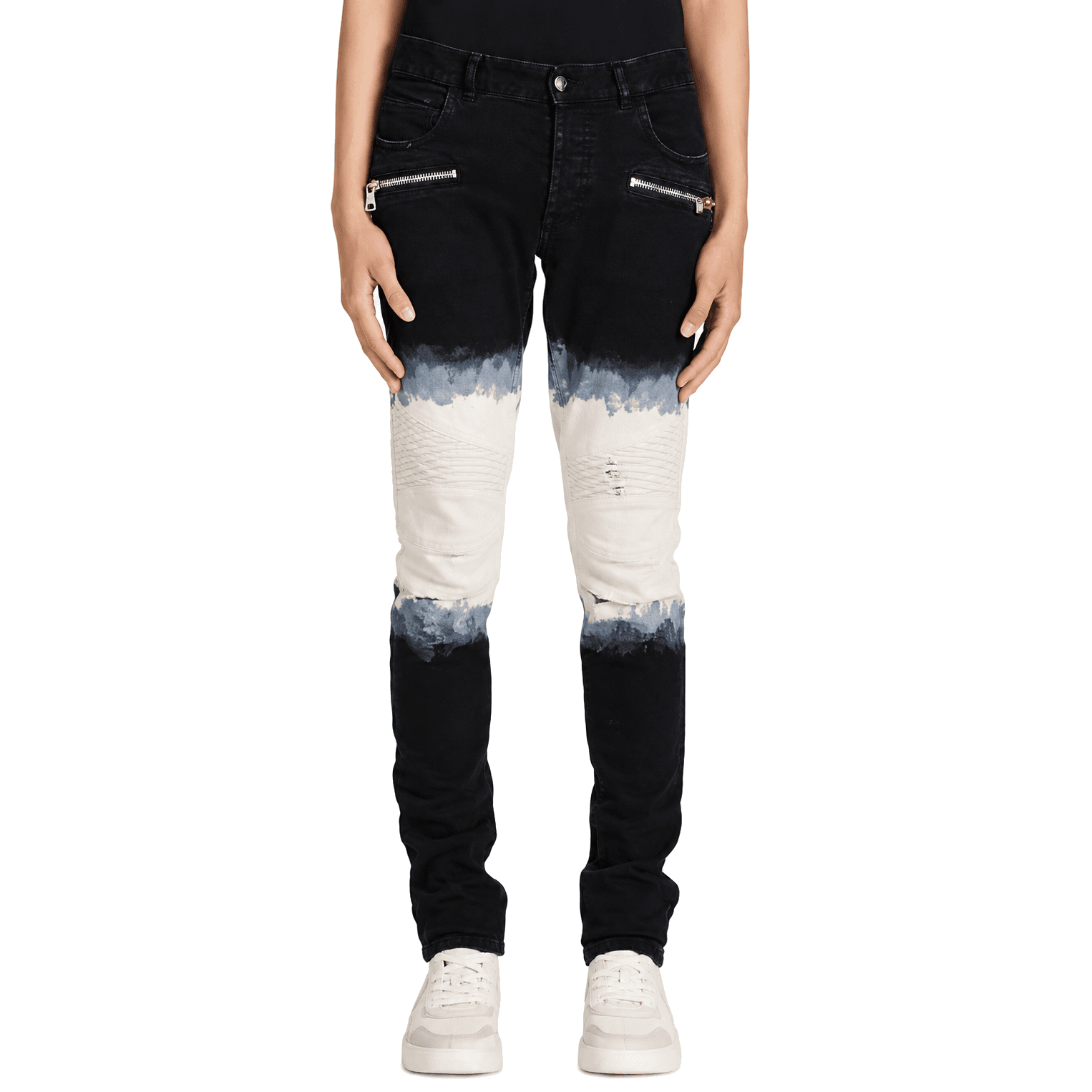 Jeans black and white tie-dye