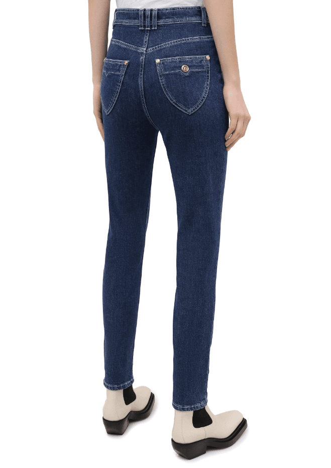 Jeans high-waist regular blu