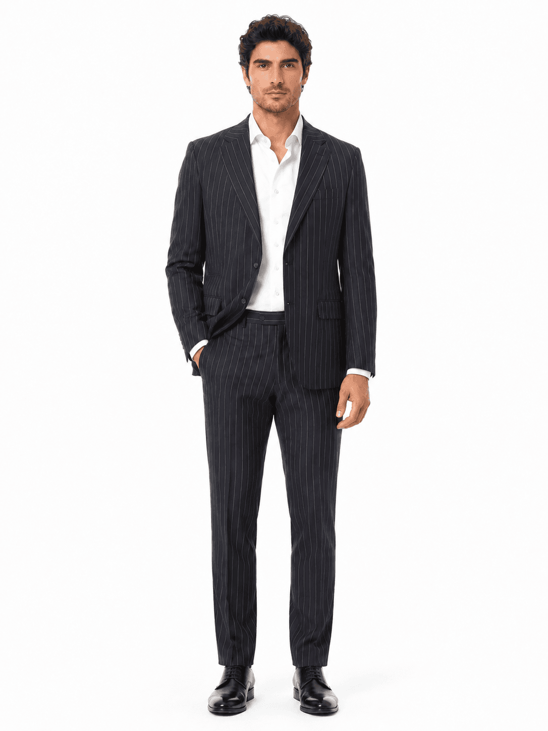 Ermenegildo Zegna Tessuto Completo lana gessato blu