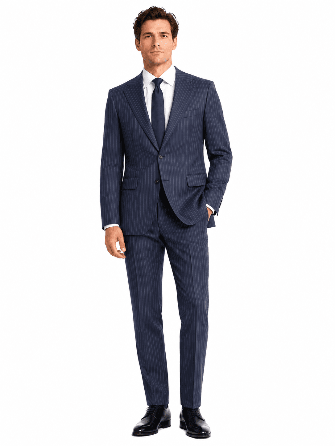 Ermenegildo Zegna Tessuto Completo lana blu gessato