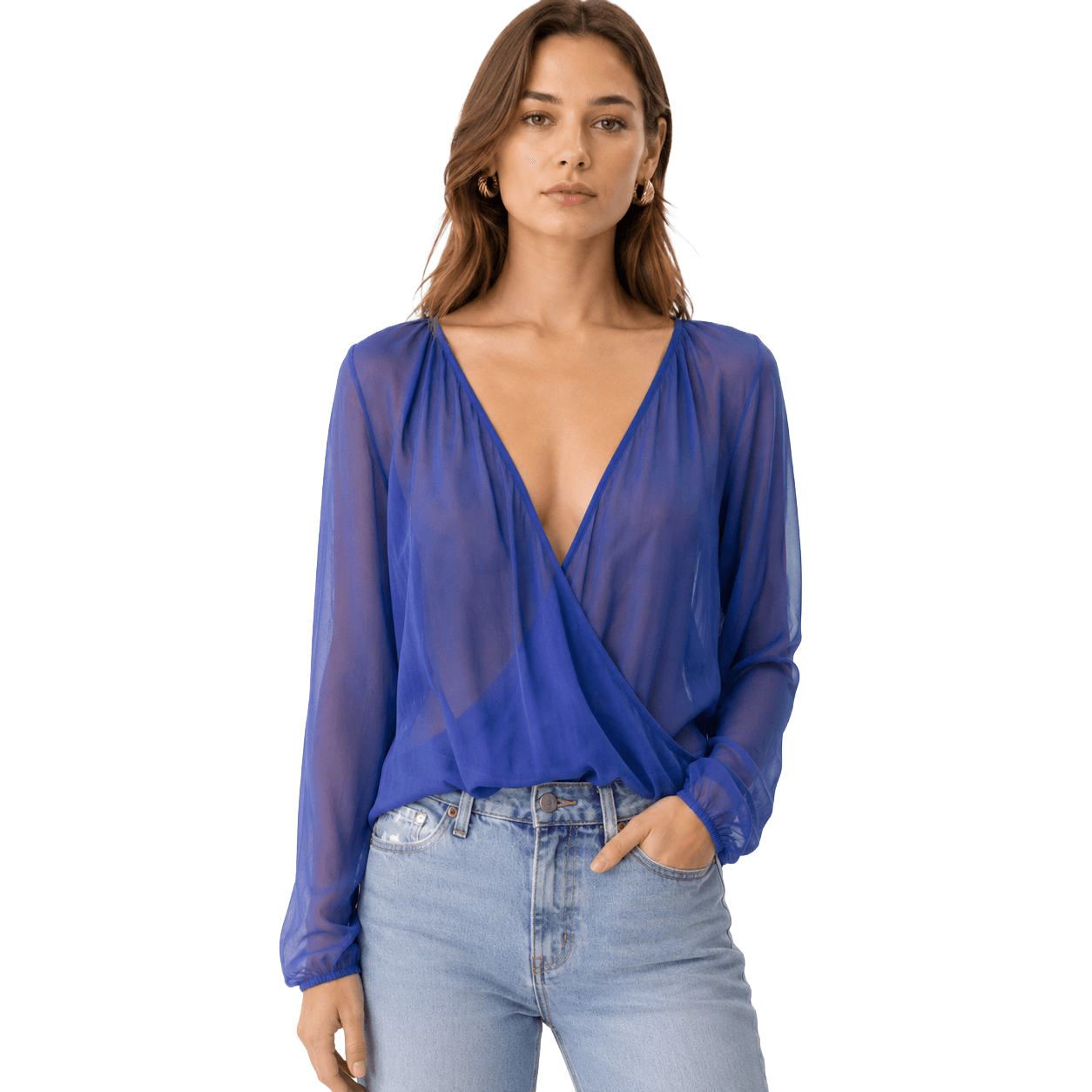 Patrizia Pepe Camicia semi trasparente blu