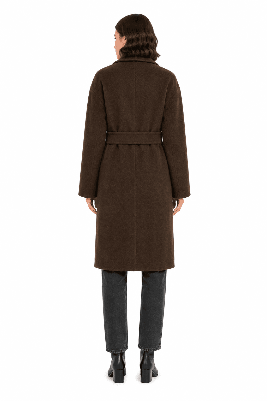 Cappotto lungo lana con cintura