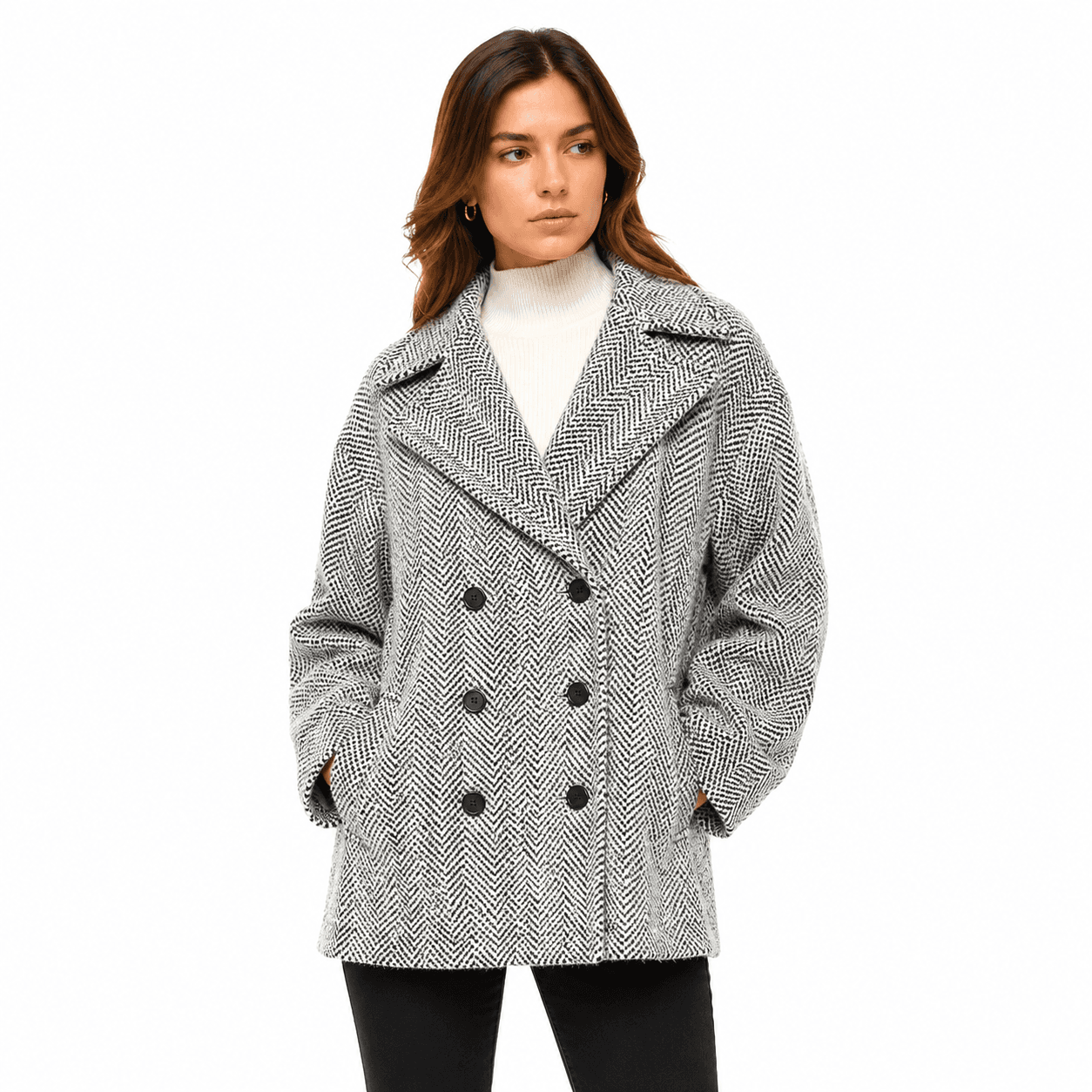 Patrizia Pepe Cappotto black & white granit