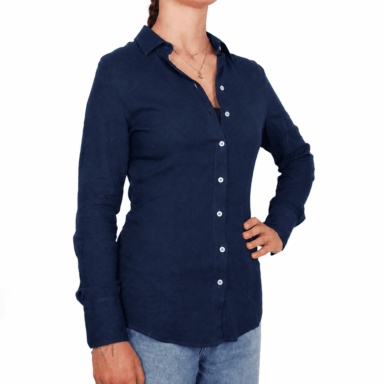 Bagutta Camicia lino blu notte