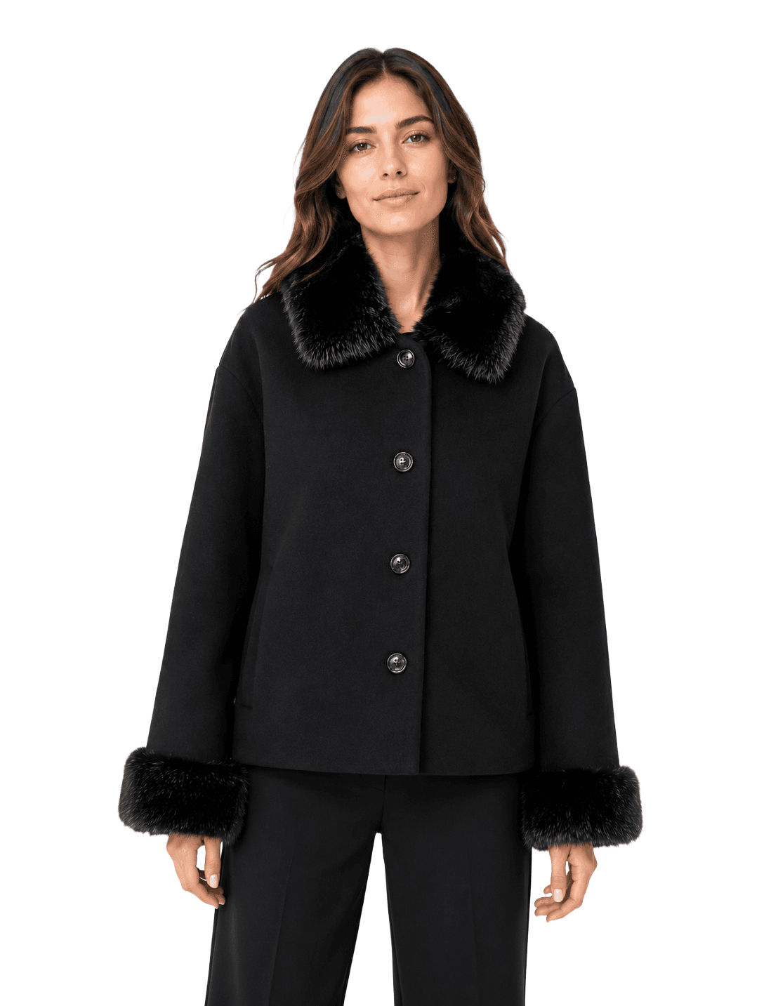 Cappotto corto pelliccia nero