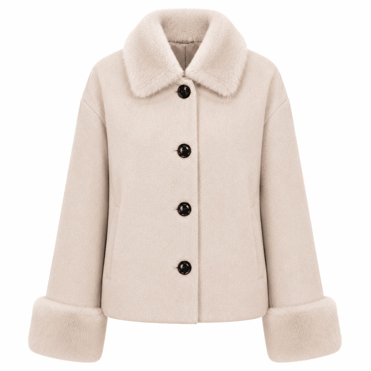 Loro Piana Tessuto Cappotto corto pelliccia beige