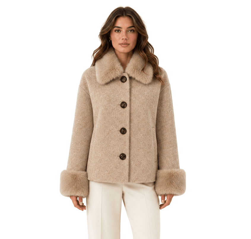 Cappotto corto pelliccia camel