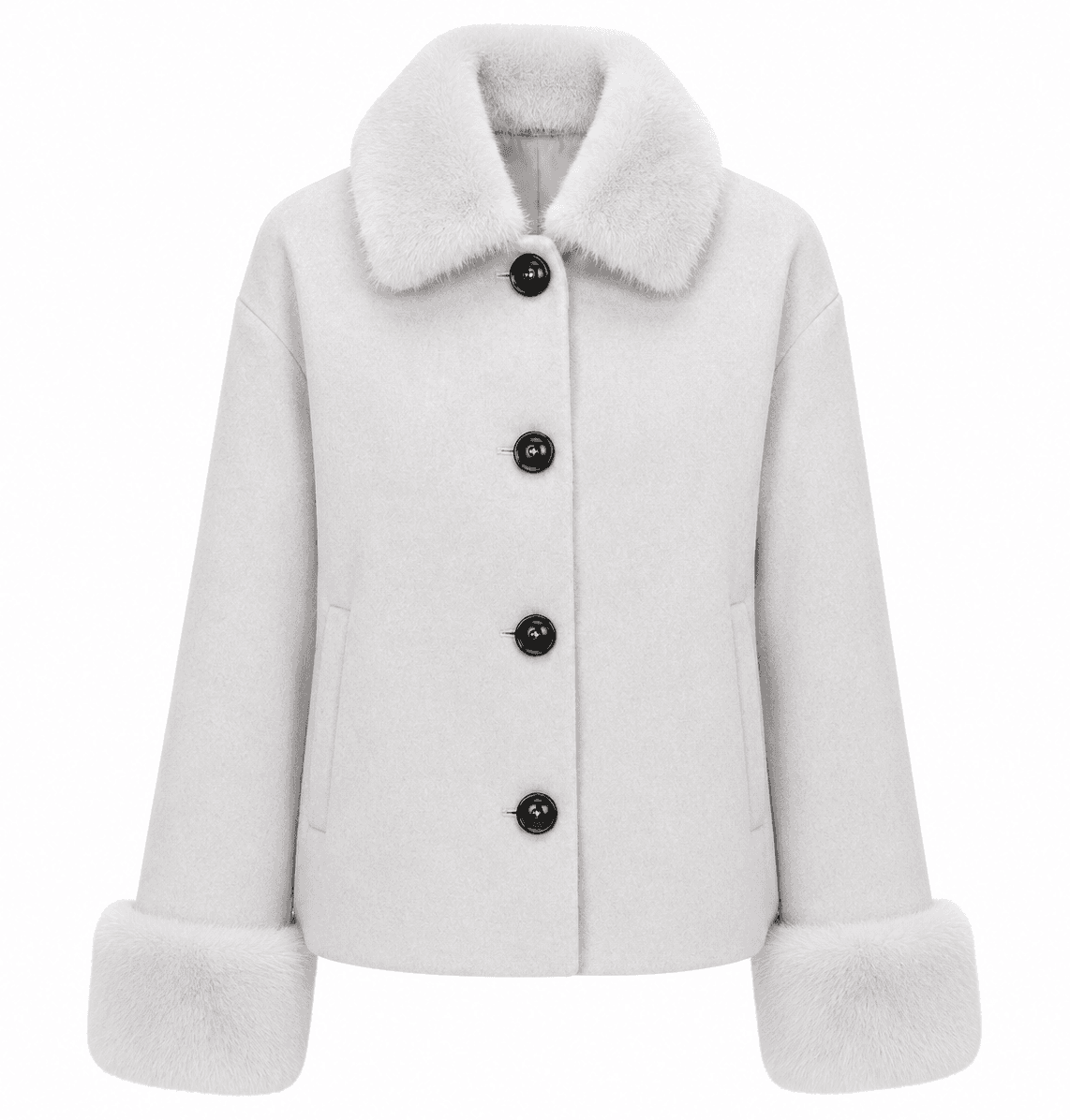 Loro Piana Tessuto Cappotto corto pelliccia ice