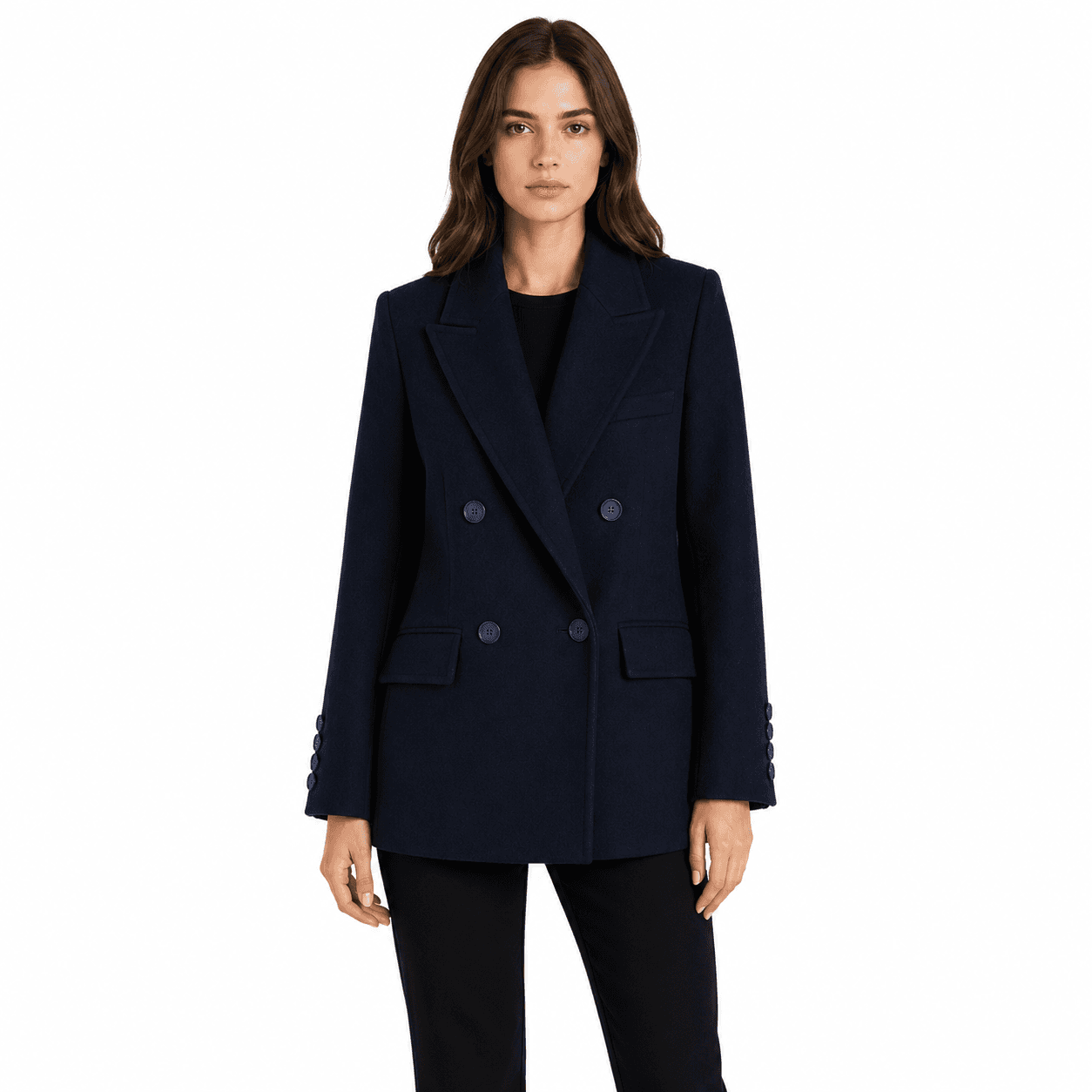 Cappotto corto doppiopetto blu
