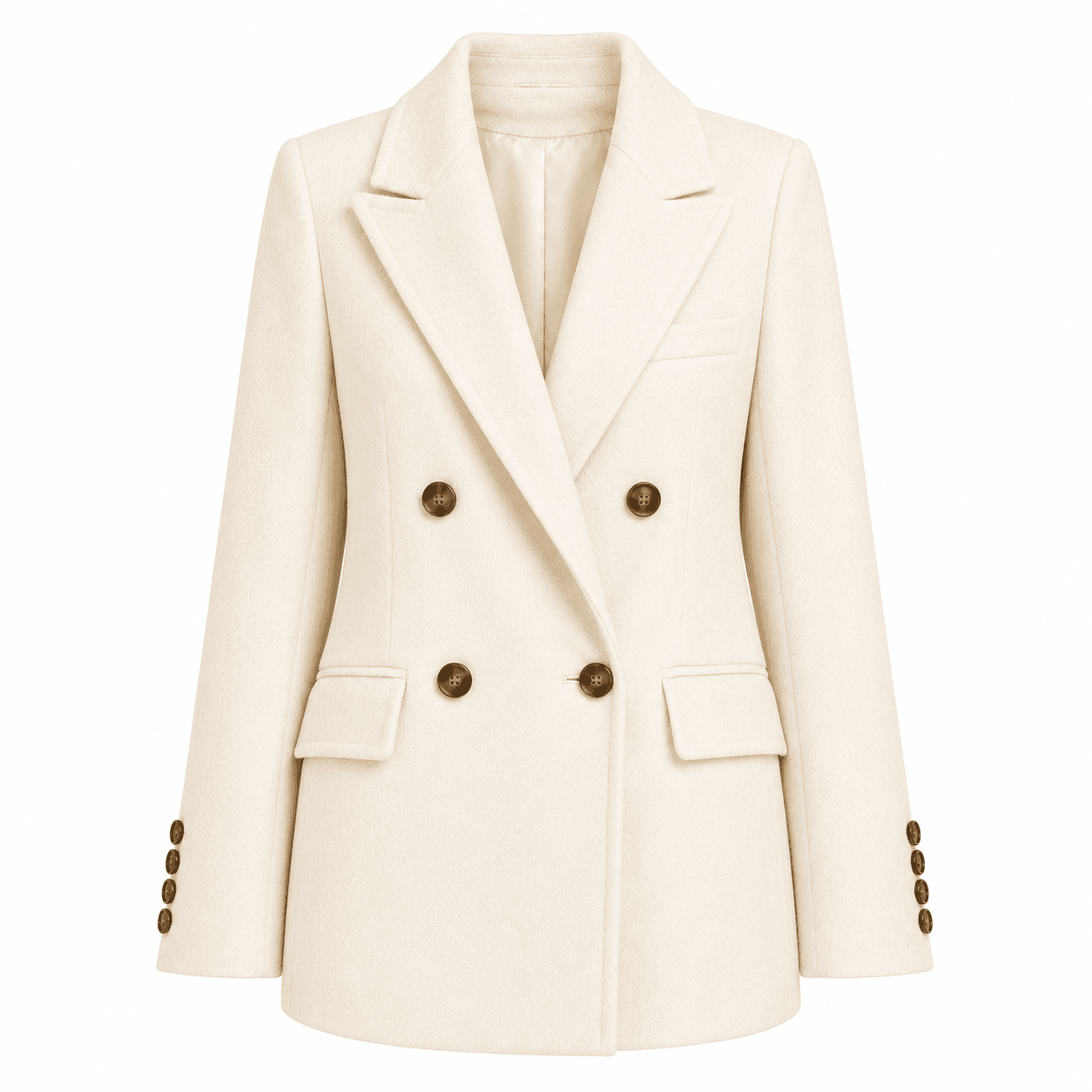 Loro Piana Tessuto Cappotto corto doppiopetto panna