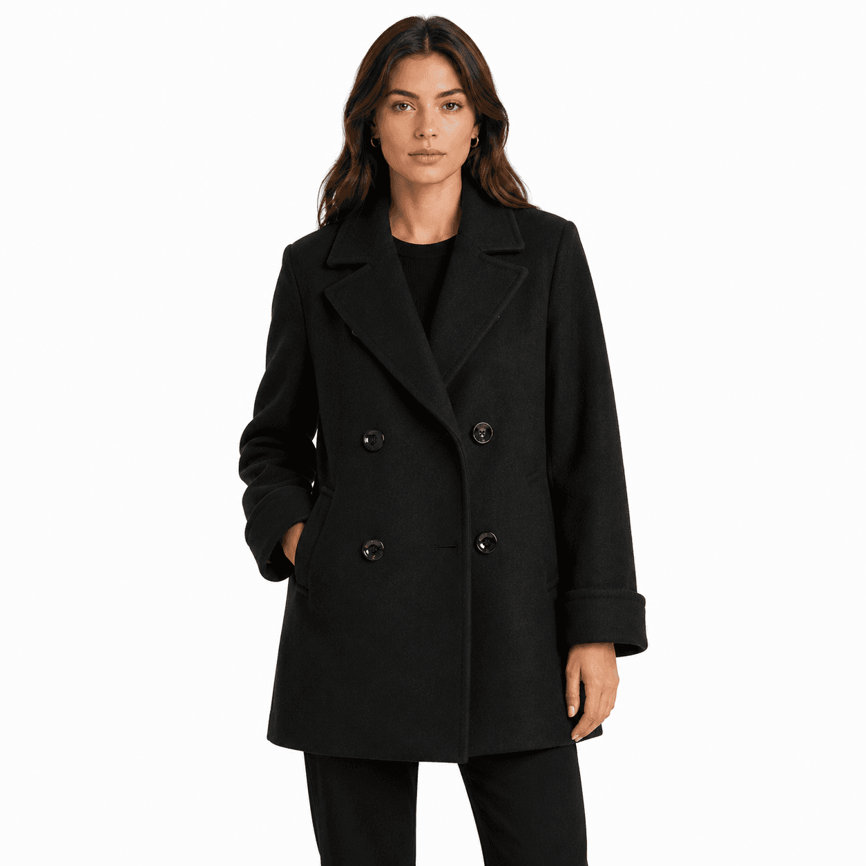 Cappotto peacoat doppiopetto nero