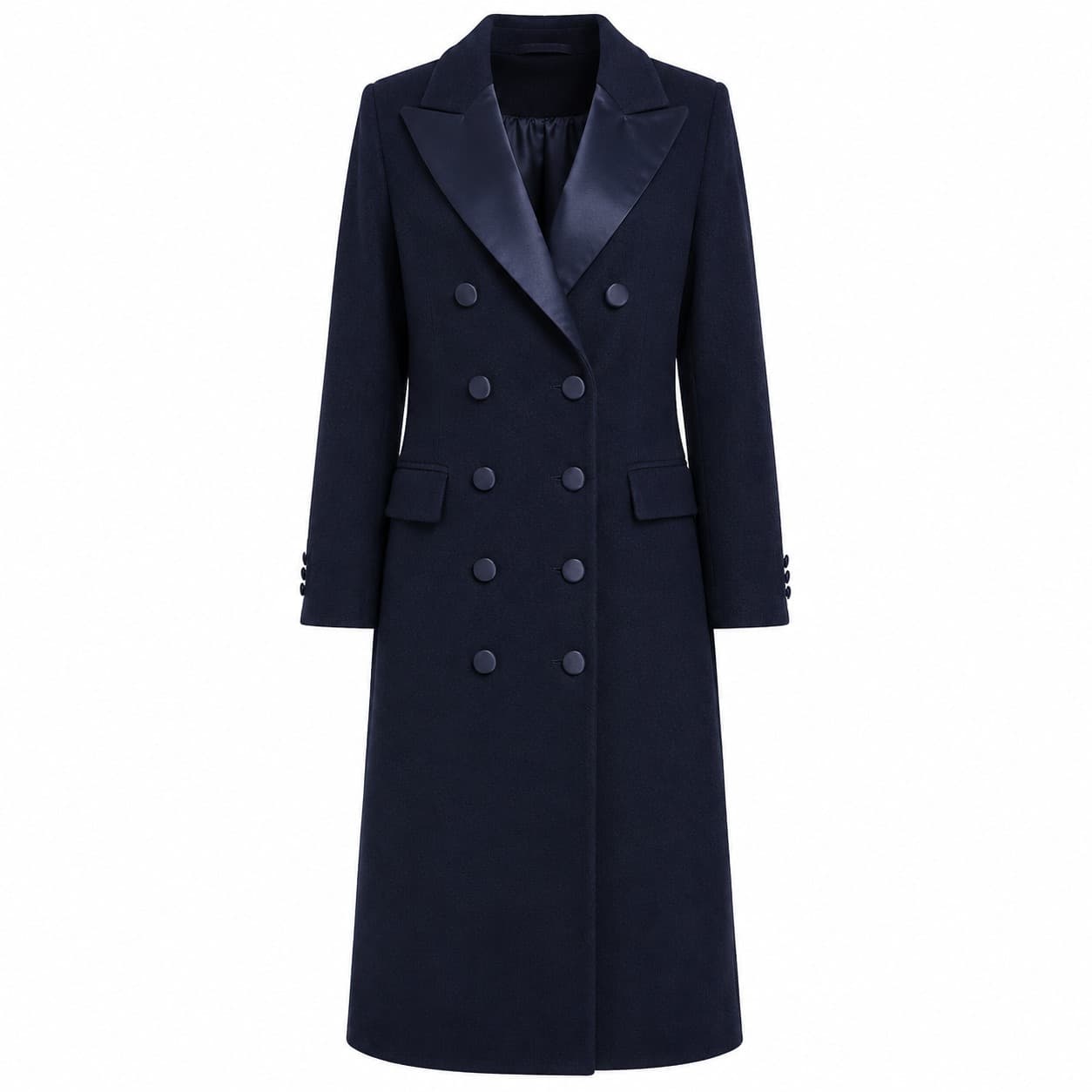 Loro Piana Tessuto Cappotto lungo con rever raso