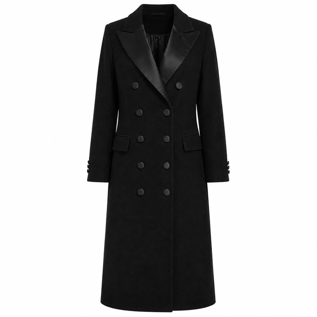 Loro Piana Tessuto Cappotto lungo con rever raso