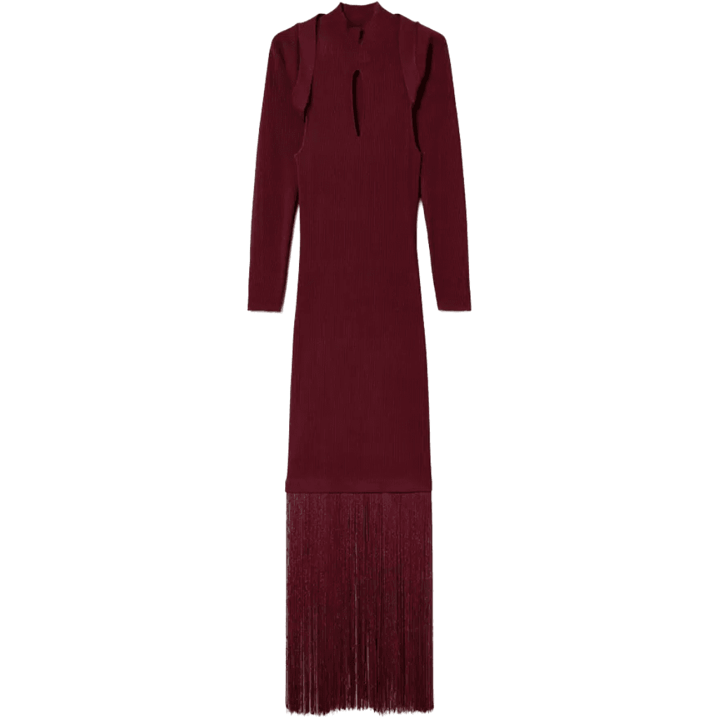 Twinset Abito lungo con frange e coprispalle
