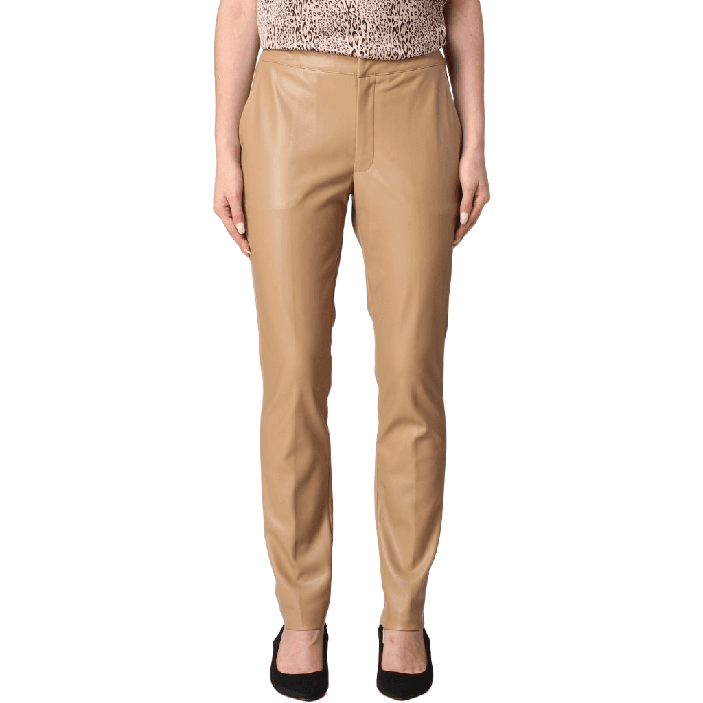 Pantaloni ecopelle beige