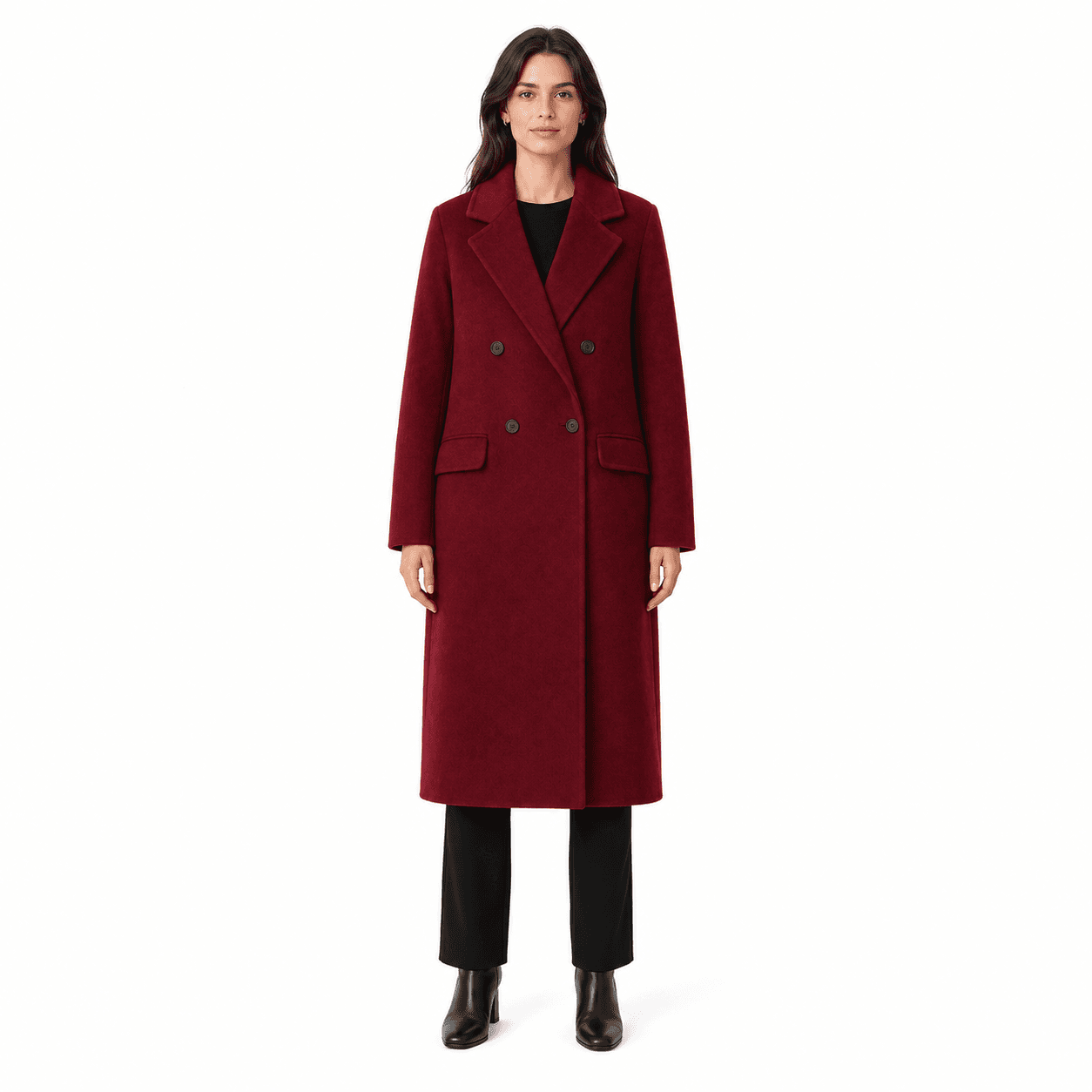 Cappotto doppiopetto lungo lana