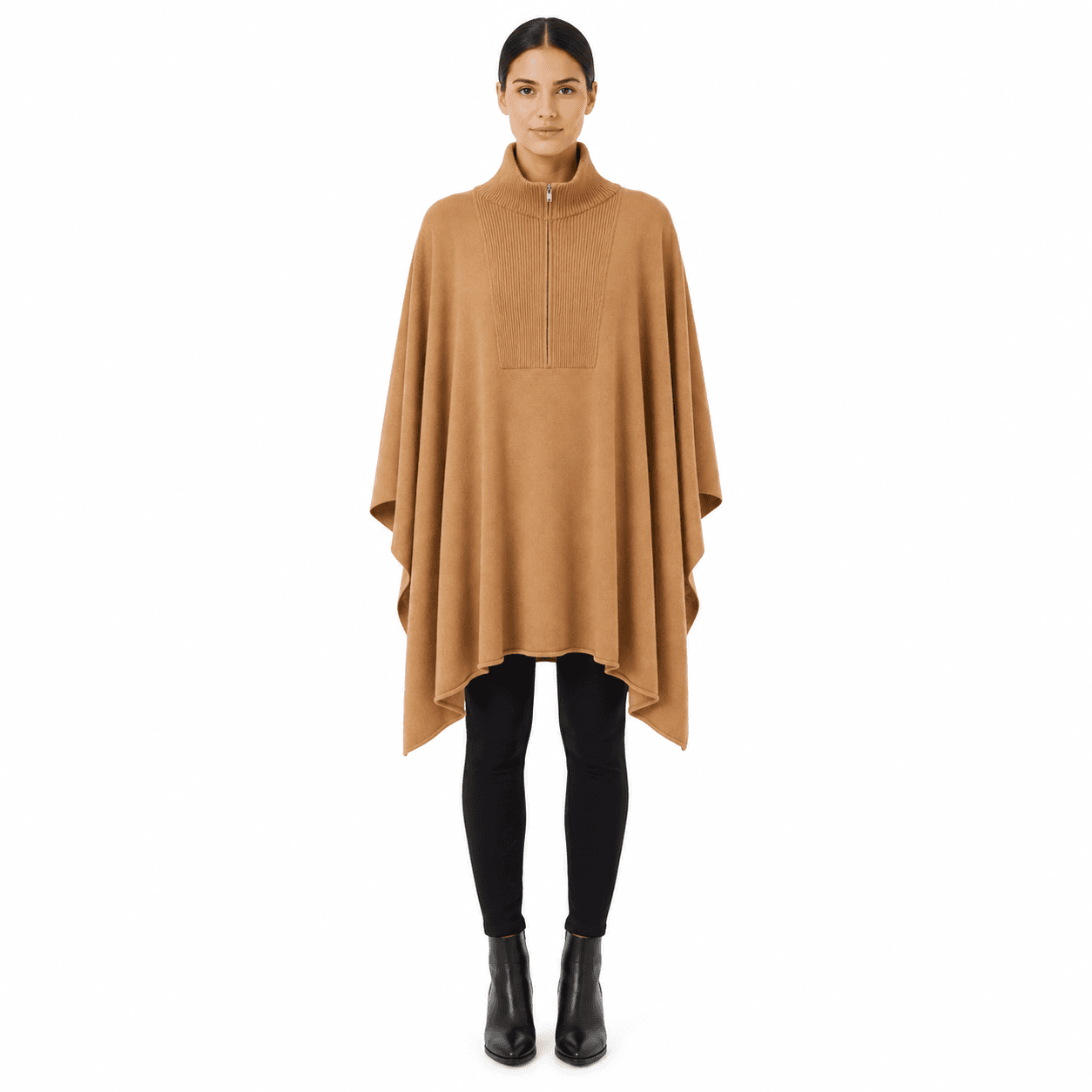 Lupetto zip poncho total look