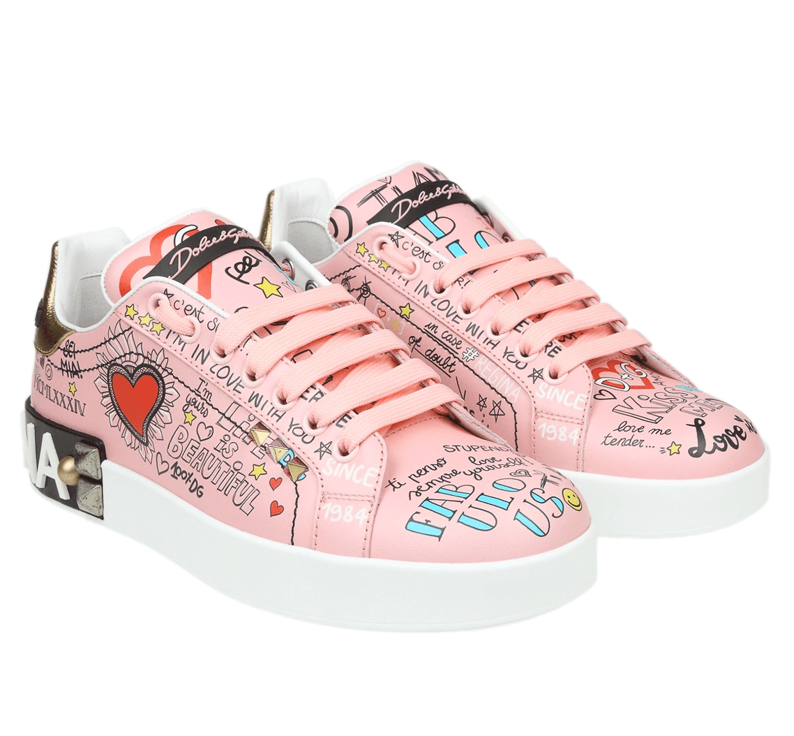 Sneaker bassa graffiti rosa