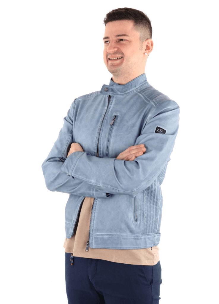 Giacca ecopelle denim