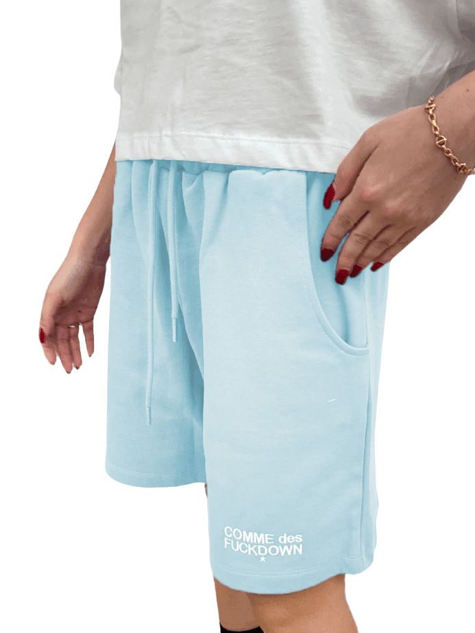 Shorts azzurri logo ricamato