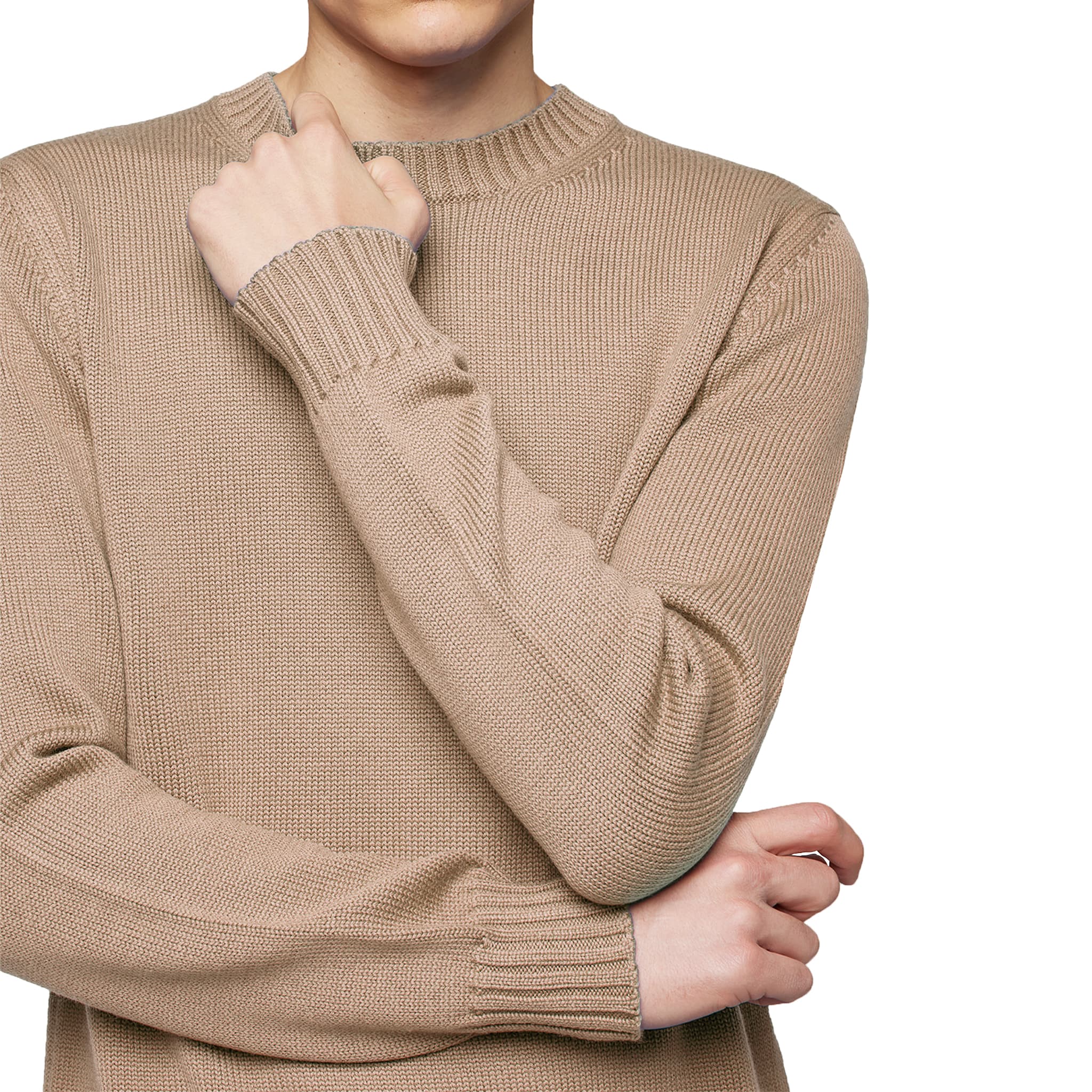Maglia girocollo a maniche lunghe in cashmere