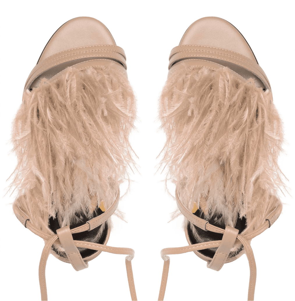 Sandali pelle con piume