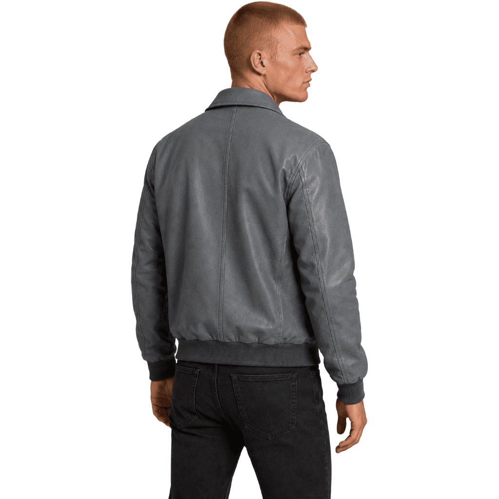 Giacca in pelle azzurra