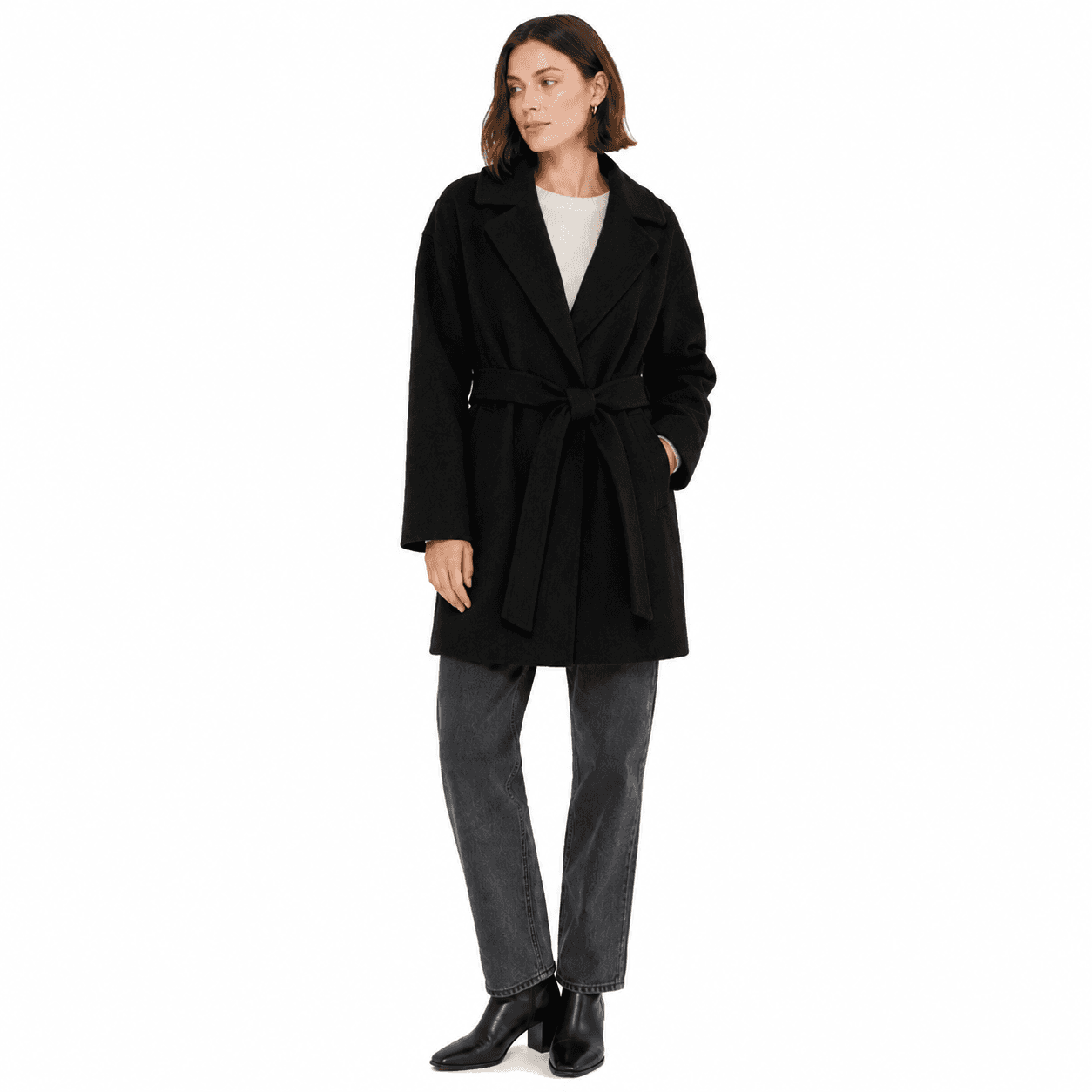Cappotto lana con cintura