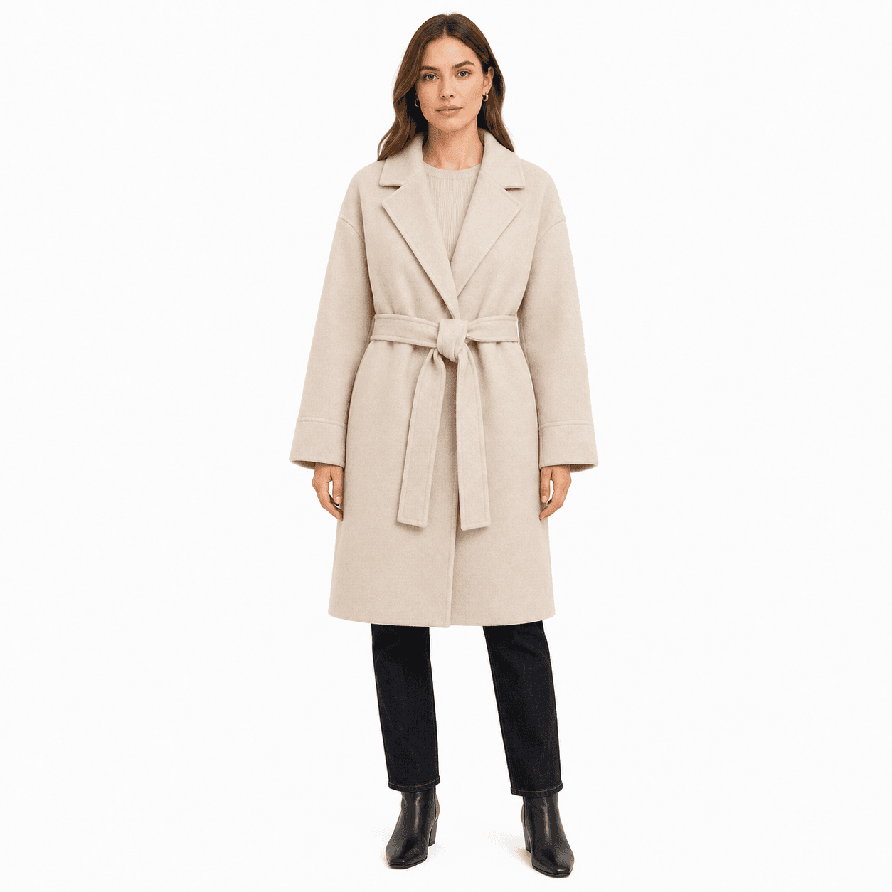 Cappotto lana con cintura