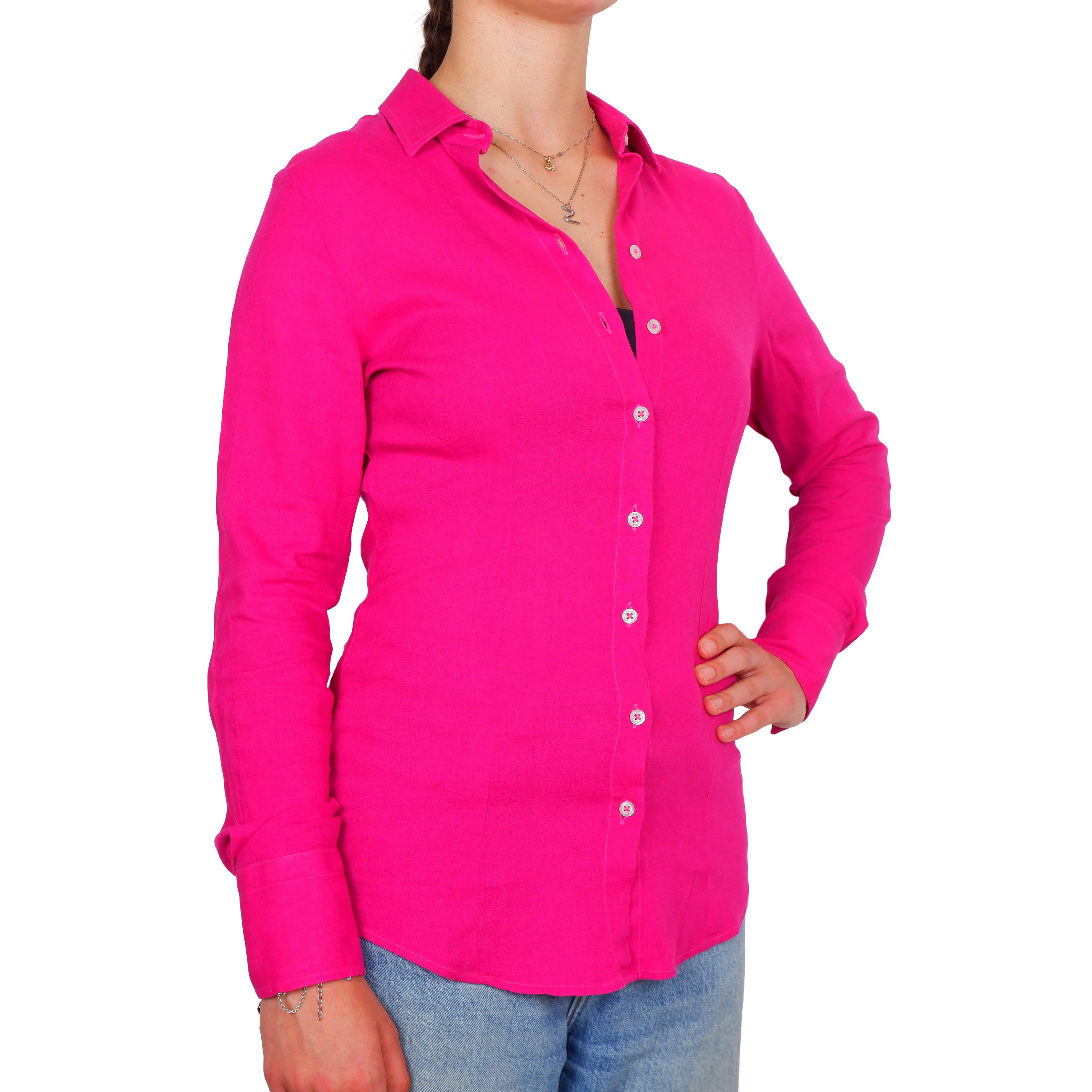 Camicia lino fuxia