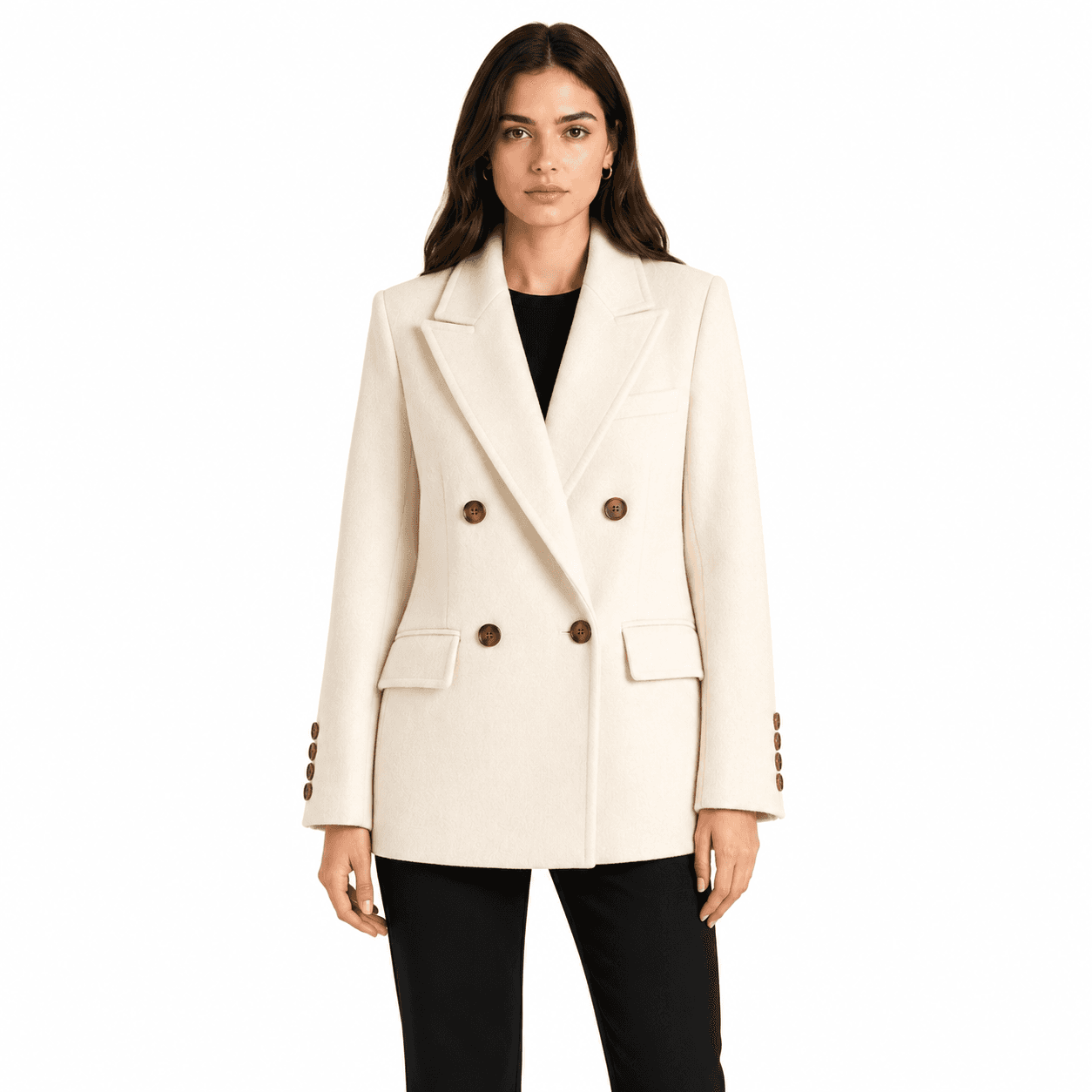 Cappotto corto doppiopetto panna