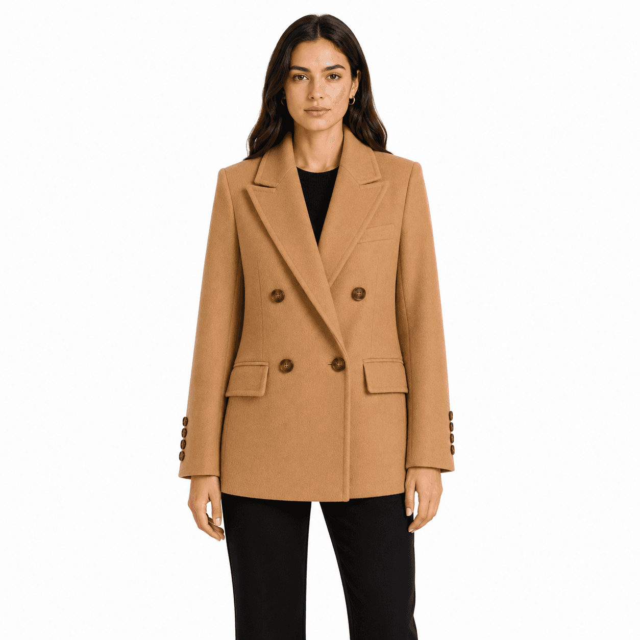 Cappotto corto doppiopetto cammello