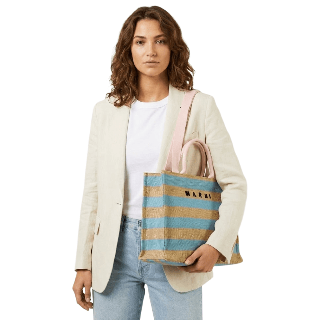 Marni embroidered raffia tote bag